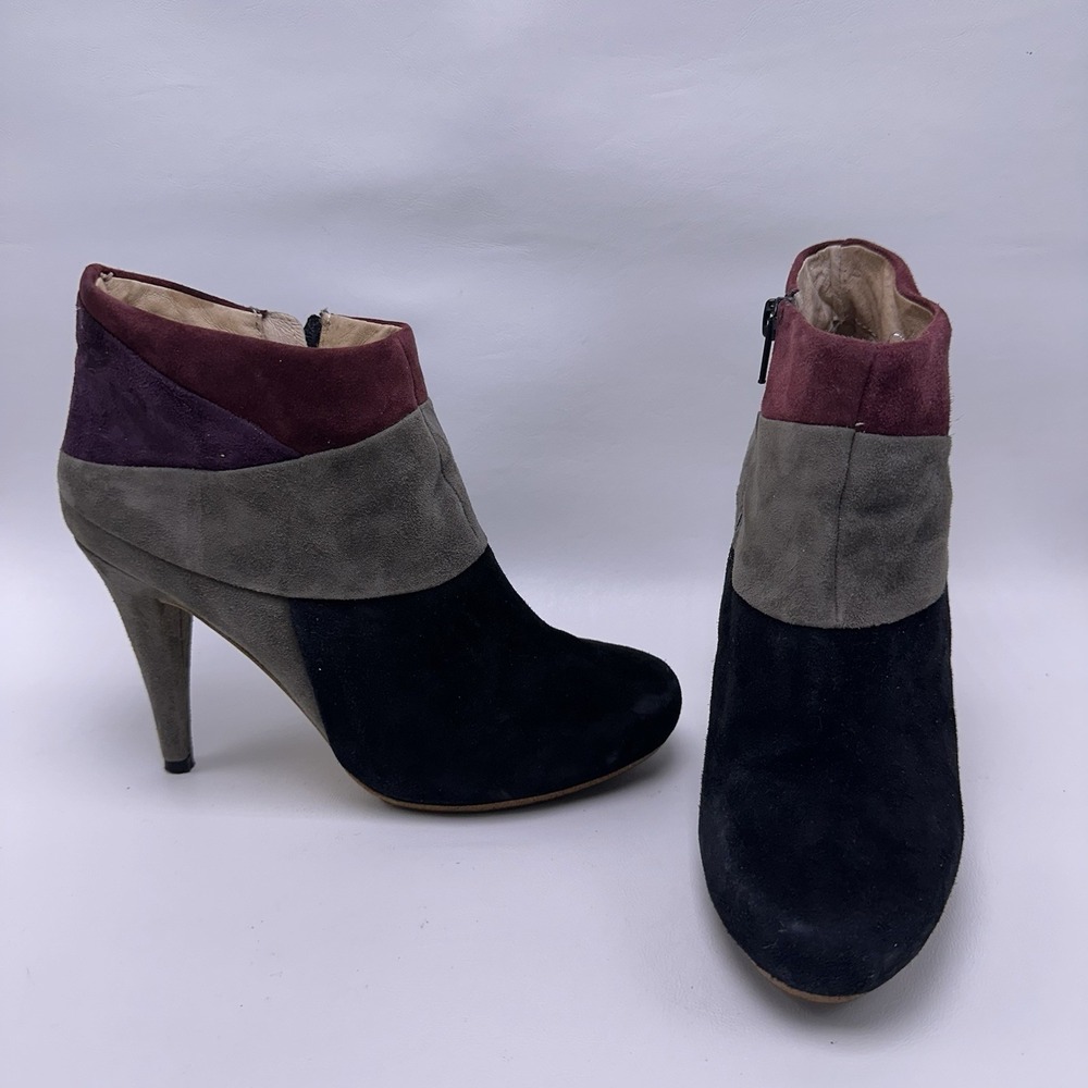 Café Noir Patchwork Suede Leather Heel Ankle Booties Size 37